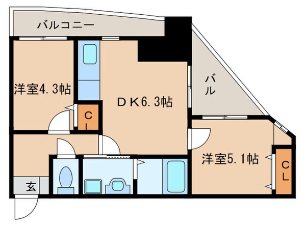 マインズ博多駅東の物件間取画像